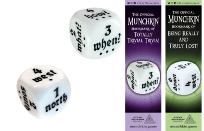 Question & Direction d6 Dice Set w/ Munchkin Promo Bookmarks Trivia & Truly Lost - Image 1 of 4
