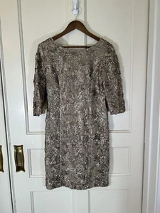 Alex Evenings Women's Gold Rosette Applique Sequins Cocktail Dress 8 - Picture 1 of 8