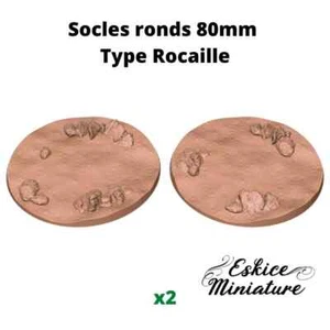 2 Socles Ronds 80mm Type Rocaille avec Emplacements pour Aimants de 6mm, Wargame - Picture 1 of 1