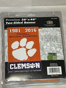 Clemson Tigers Official NCAA FOOTBALL 1981-2016 NATIONAL CHAMPIONS 28x40 BANNER - Picture 1 of 2