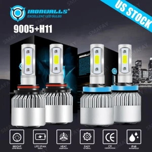 9005 H11 Combo LED Headlight Super Bright Bulbs Kit White 660000LM HIGH LOW BEAM - Picture 1 of 15