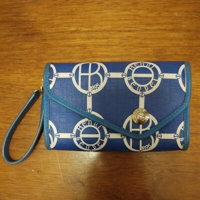 Henri Bendel 1895 Logo Makeup Case Wristlet Clutch Striped Lining 5.5 x 3.5 - Image 1 of 4