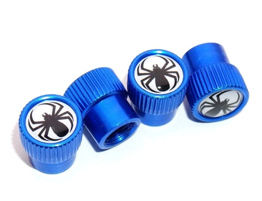 4pcs Universal Fit Spider Car Wheels Tire Air Valve Caps Stem Dust Cover Blue - Image 1 of 4