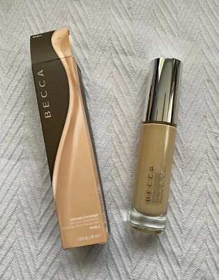 BECCA COSMETICS Ultimate Coverage 24 Hour Foundation in Shell 1 oz NEW in Box - Image 1 of 4
