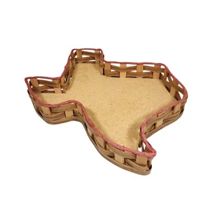 Vtg Texas Shaped Wood Wicker Basket Tray Wall Hanging Decor Vine Tique USA 12.75 - Picture 1 of 12