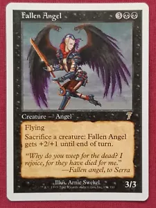 Magic The Gathering 7TH EDITION FALLEN ANGEL black card MTG - Picture 1 of 2