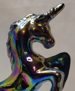Estate Find Fenton Black Carnival Glass Unicorn - Picture 1 of 13