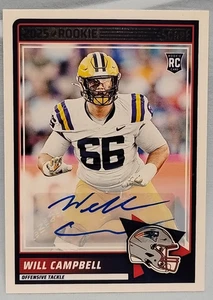 Will Campbell 2025 Panini Score Rookie Autographed New England Patriots LSU 25 - Picture 1 of 4