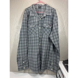 Camisa ENYCE Para Hombres Informal Camisa Con Botones Gris A Cuadros Manga Larga Bolsillos Talla 5X - Imagen 1 de 6