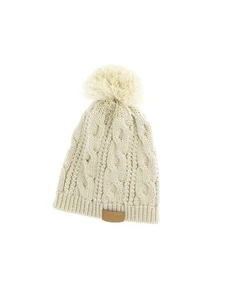 Gorro Cable Pom Pom Unisex Crema Grueso y Cálido Tejido Invierno Gorra por Espalda 40 - Imagen 1 de 3