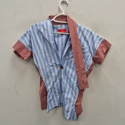Vivienne Westwood Red Label Pirate White Blue Striped Short Sleeve Shirt Size 38 - Image 1 of 4