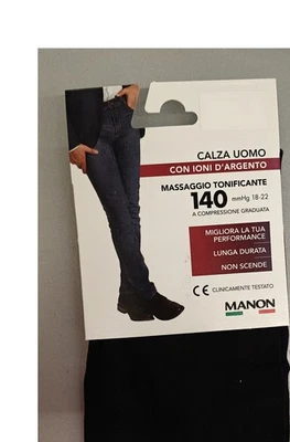 CALZE UOMO COMPRESSIONE GRADUATA - 140 DEN -NERO -CALZE SANITARIE -ANTIBATTERICO - Immagine 1 di 2