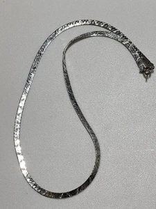 Milor Italy Sterling Silver Crosshatch Herringbone Necklace. 4mm . 18" - Picture 1 of 19