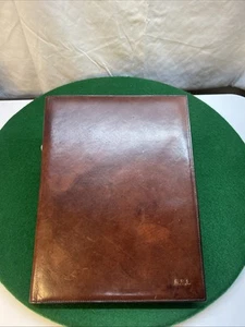 Vintage Bosca Cognac Leather Planner Notebook 10"x7.25" with Pages - Picture 1 of 5