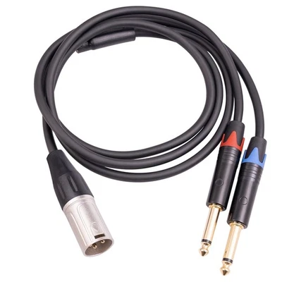 Dual 6.35mm 1/4 In to XLR Male Y Splitter Cable,3Pin XLR Male to Dual 63380 - Image 1 of 4