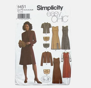 Simplicity Easy Chic Pattern Dress Jumper Jacket 5451 Size P5 12 thru 20 UNCUT - Picture 1 of 4
