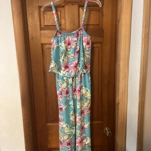Mono tropical floral turquesa Time & Tru para mujer talla 8/10 - Imagen 1 de 3