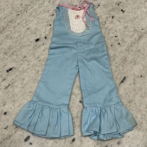 Ideal Vtg 1970s Crissy Cricket Velvet Blue Outfit Bell-Bottom Pantsuit Jumpsuit - Picture 1 of 12
