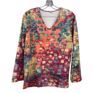 Maglione donna esclusivo colorato scollo a V manica lunga taglia small - Foto 1 di 8