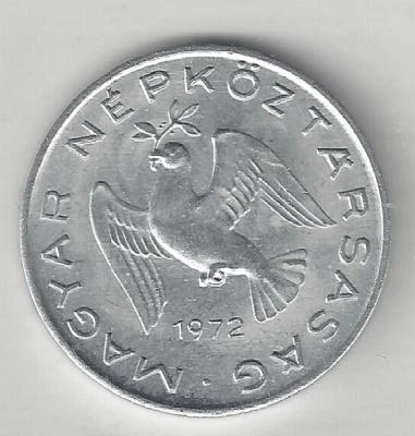HUNGARY,  1972,  10 FILLER,  ALUMINUM,  BRILLIANT UNCIRCULATED,  KM#572 - Image 1 of 2