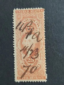 1862-1871 US Scott# R44 25c Used Internal Revenue Certificate Stamp - #5120 - Picture 1 of 3