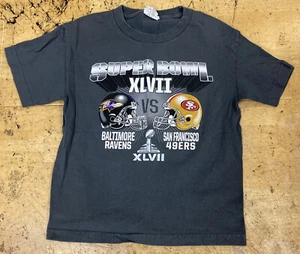 Gray SUPER BOWL XLVII Ravens vs 49ers Blackout NFL T SHIRT YOUTH SMALL - Picture 1 of 8