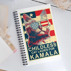 Kinderlose Katze Dame Kamala, Damen Kamala Harris Präsident 2024 Spirale Notizbuch - Bild 1 von 1