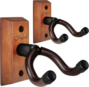 Guitar Wall Mount 2 Pack, Hardwood Guitar Hanger Wall Hook Holder Stand with Scr - Picture 1 of 12
