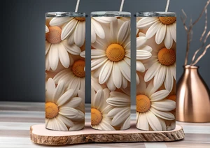 20 oz Tumbler, 3D Daisy tumbler, Floral - Picture 1 of 2