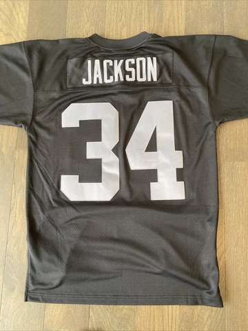Bo Jackson Mitchell & Ness Raiders Black Replica Collection Jersey #34 Large Cover