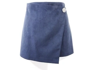 Theory Women's IWG Wrap Skirt Brilliant Navy Fulton Fuax Suede Skirt NWT 195 P - Picture 1 of 12