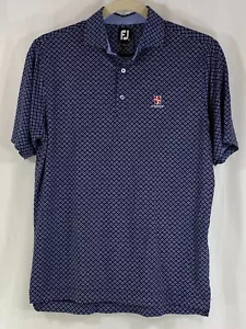FootJoy Lisle Ogee Print Polo Golf Shirt Mens Medium Black White 26215 - Picture 1 of 10