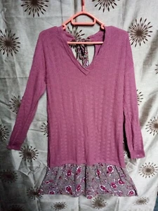 Jumper neck tie details floral Dress Size M - Picture 1 of 9