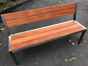 Edelstahl-Gartenmöbel Bank Edelstahlbank Gartenbank Cumaru 1,5m - Bild 1 von 4