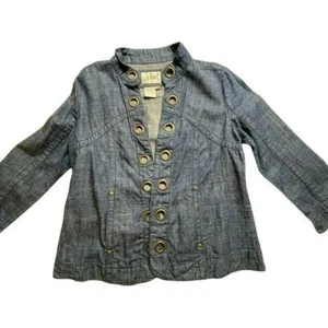 Live A Little Women’s Chambray Jean Jacket/ Blazer ,Grommet Open, Cropped Size S - Picture 1 of 11