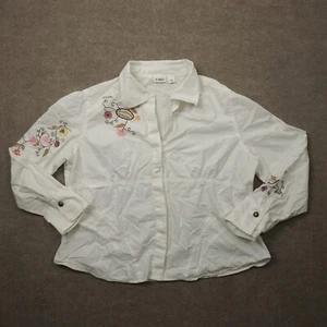 Cato Shirt Womens XL Long Sleeve White Embroidered Flowers Cottage Boho Coastal - Picture 1 of 14
