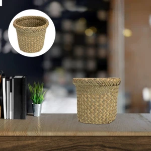 Storage Basket Decorative Wastebasket Woven Bathroom Round Small Baskets - Bild 1 von 12
