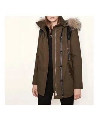 Maje Gove Faux Fur Parka Coat $995 Size Small - Image 1 of 4