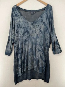 SAKS FIFTH AVENUE Cover Up Top L BLUE Tie Dye Sheer Back Tunic Blue USA - Picture 1 of 17