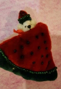 Deb Canham 2,5" Miniatur Mohair Weihnachtsbär Anstecknadel - Bild 1 von 6