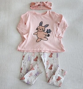 Size 2 /18-24 Months SEED Baby Girls Easter Bunny 3 Piece Clothing Set Preloved - Picture 1 of 10
