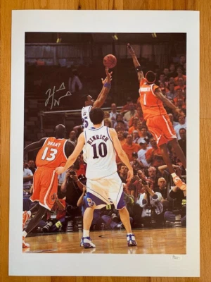 哈金·沃里克签名 17 x 24 彩色照片 SYRACUSE 2003 年冠军“THE BLOCK”JSA — 第 1/4 张图片