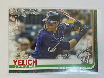⚾ 2019 Topps Holiday Baseball Base Card #HW72 Christian YELICH  Candy Cane Bat ⚾ - Image 1 of 2