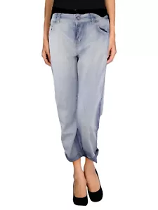 Liu Jo Donna Pantalone Jeans Blu Denim Candeggiato Boyfriend Con Risvolti - Imagen 1 de 18