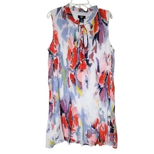 Dkny Accordian Pleated Sleeveless Tie Neck Flowy Chiffon Midi Dress Size 14 - Picture 1 of 7
