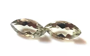 Coppia di pietre preziose sfuse forma marchesa prasiolite naturale 20*9 mm 13 carati abbinate - Foto 1 di 11