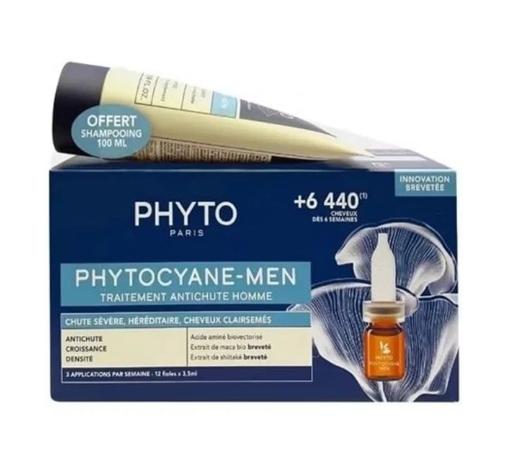Phyto Phytocyane Anti-Hair Loss Treatment 12 x 3.5ml + Gift Phytocyane Men Shamp - Image 1 of 1