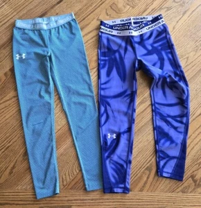 Under Armour Running Athletic Leggings Cropped Pants Girl's Size M (Lot of 2) - Picture 1 of 6