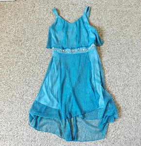 BCX Girl Blue Sparkly Girls Flared Dress Girls 8 - Picture 1 of 5