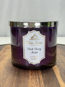 Bath & Body Works BLACK CHERRY MERLOT 3 Wick Candle White Barn Purple 14oz New - Picture 1 of 6